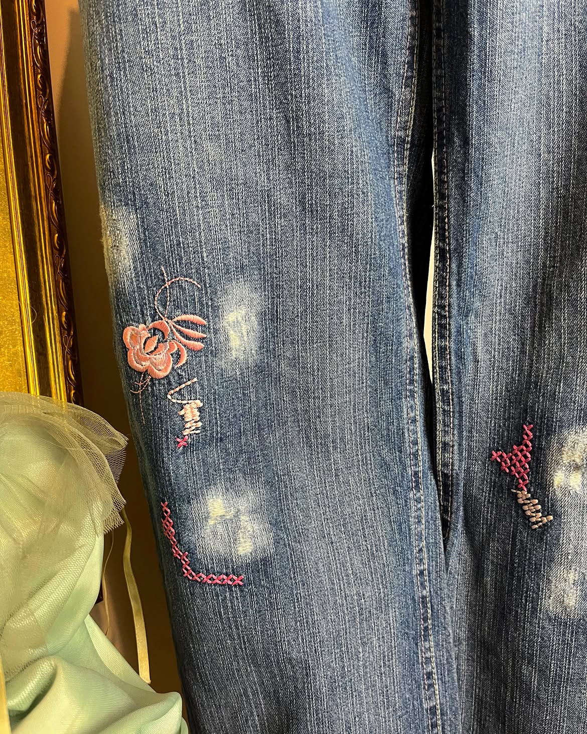 Calça Vintage Bordado Garimpo