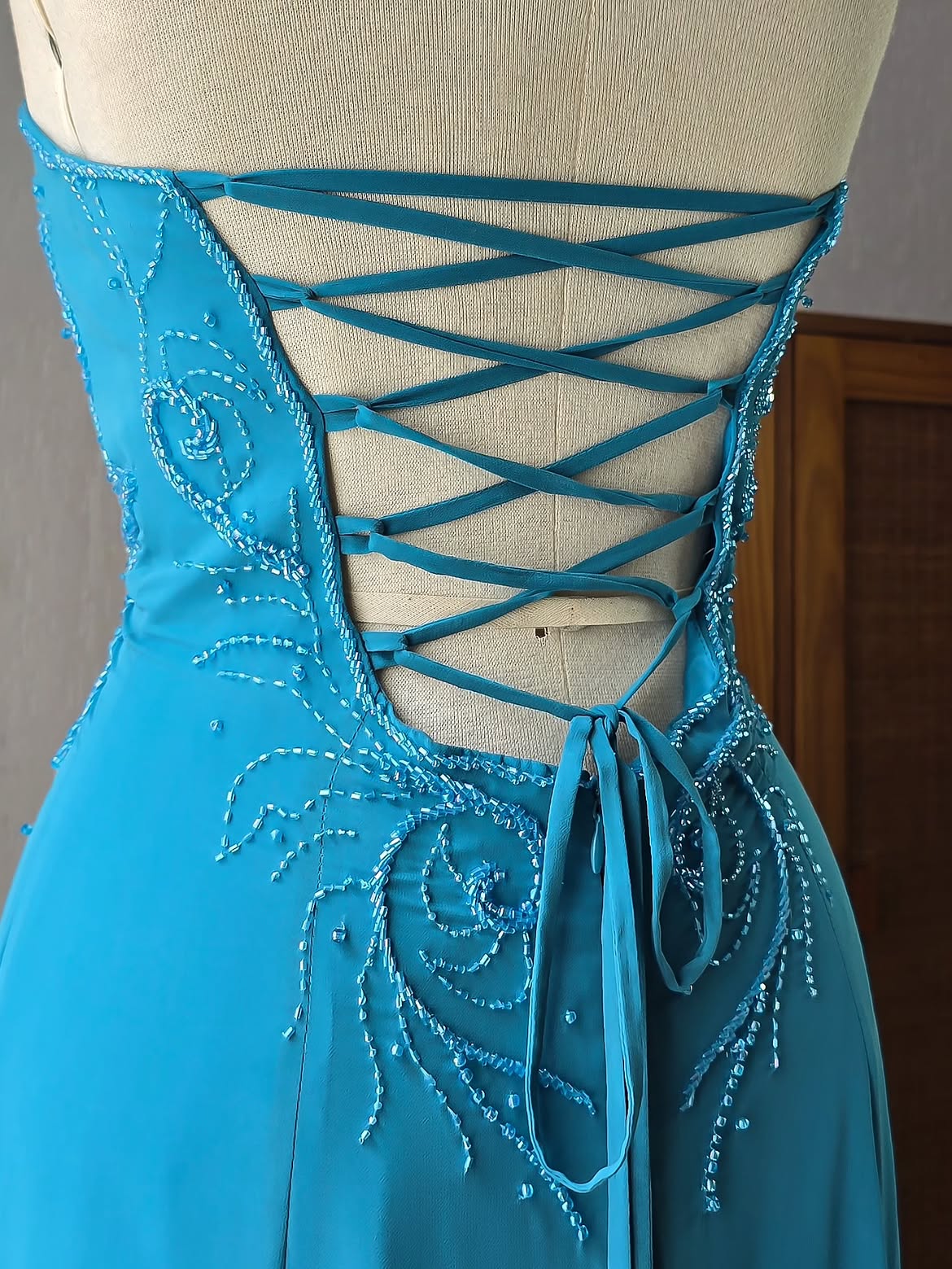 Vestido Anos 2000 Azul Longo